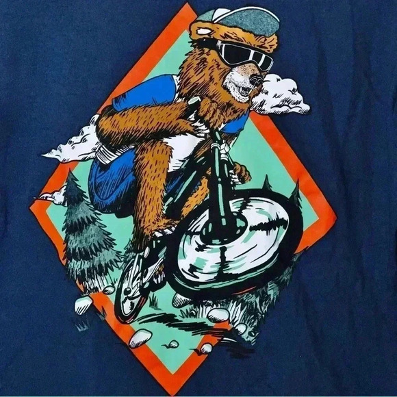 Old Navy Bear Riding Bike Graphic Print Boys Size XL Long-Sleeve Shirt Fall - Picture 2 of 5